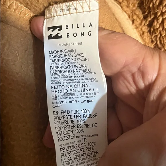 Billabong Men's Tan Fleece Zip Up Sweater - Picture 5 of 6